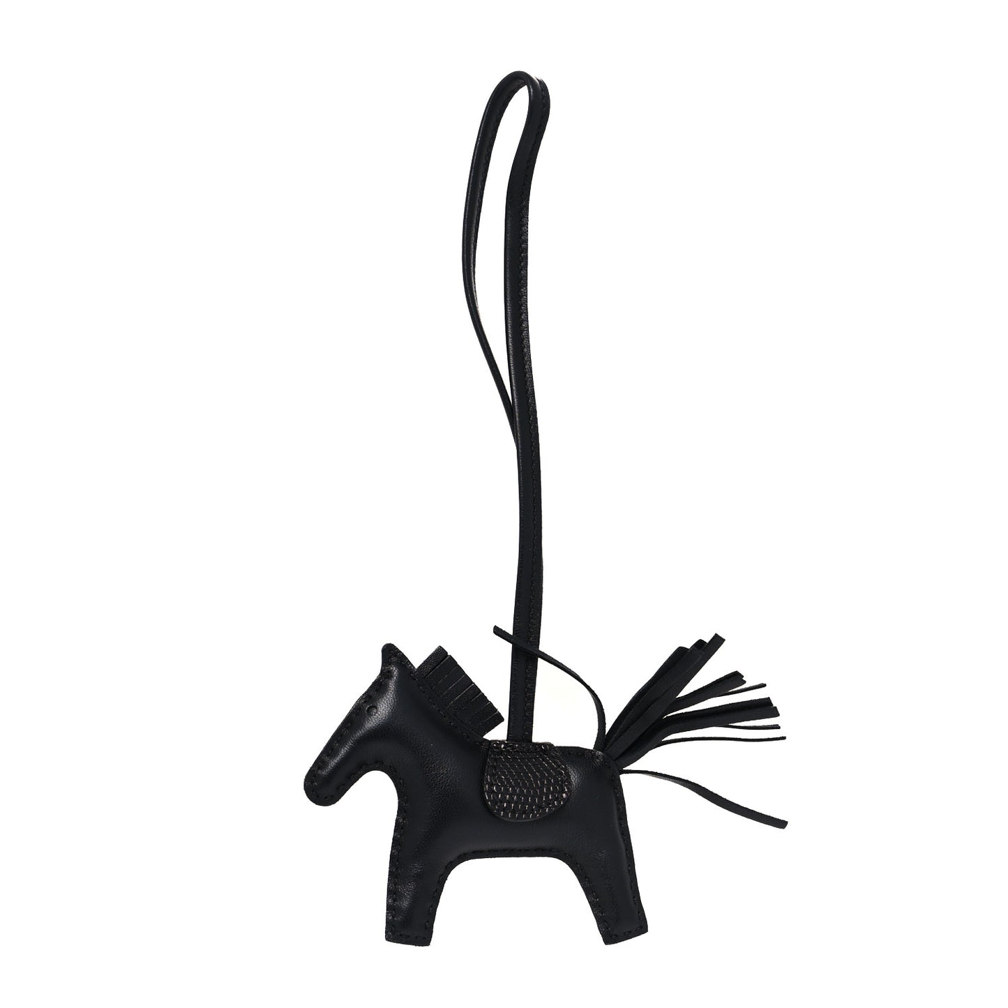 Milo Lambskin Lizard Touch Grigri Rodeo Horse Bag Charm PM So Black