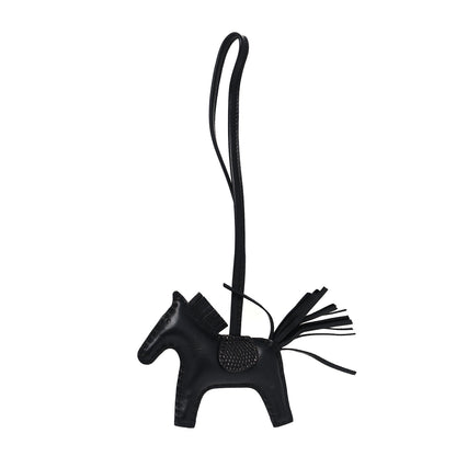 Hermes Milo Lambskin Lizard Touch Grigri Rodeo Horse Bag Charm PM So Black 1 of 3