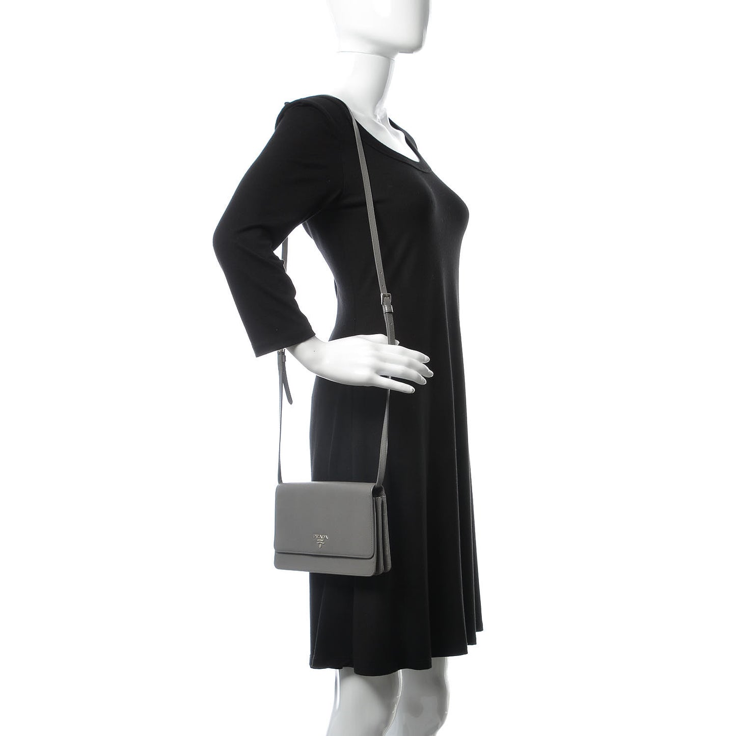 Saffiano Metal Flap Wallet With Strap Marmo