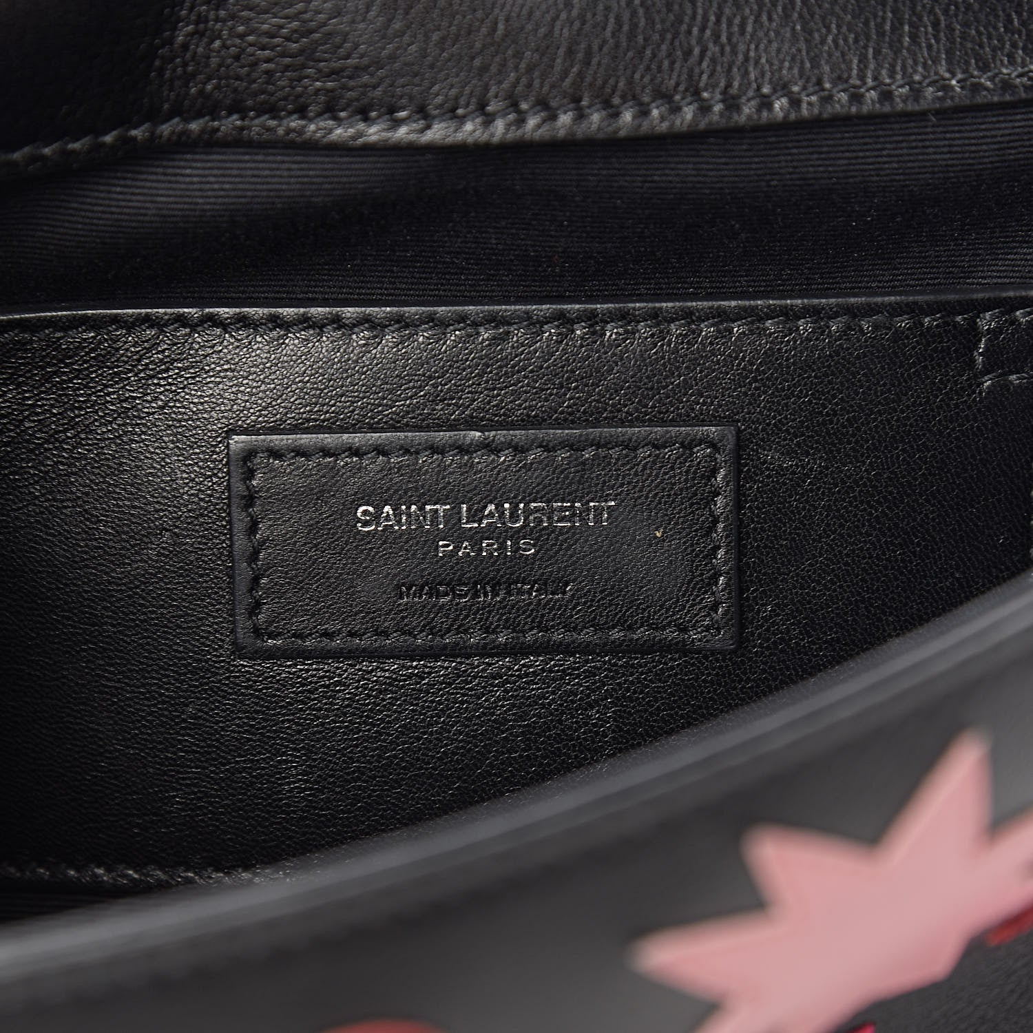 Saint Laurent Calfskin Medium Heart Patchwork Monogram Chain Wallet Black 6 of 11