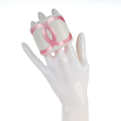 Chanel Resin CC Wide Cuff White Pink 2 of 4