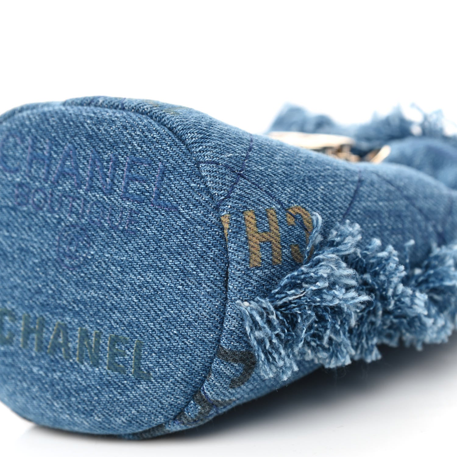 Chanel Denim Quilted Mood Mini Bucket With Chain Blue Multicolor 18 of 21