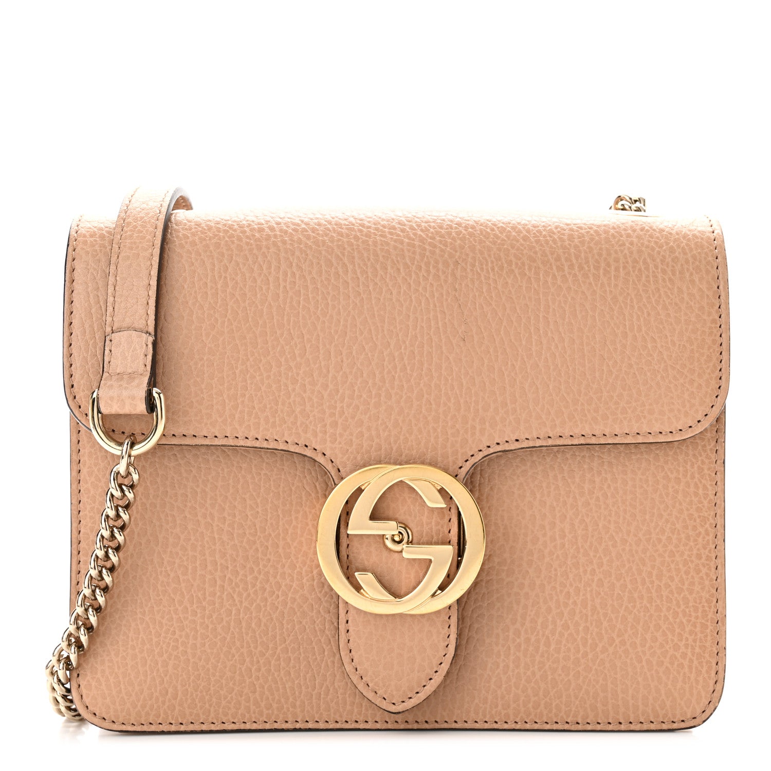 Gucci Dollar Calfskin Small Interlocking G Shoulder Bag Camelia 1 of 10