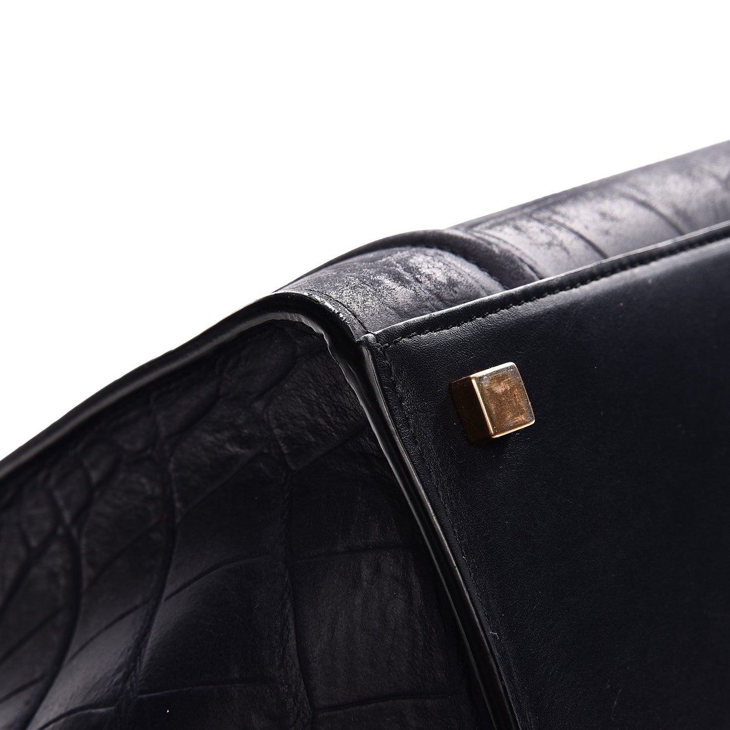 Crocodile Embossed Nubuck Medium Phantom Luggage Navy Blue