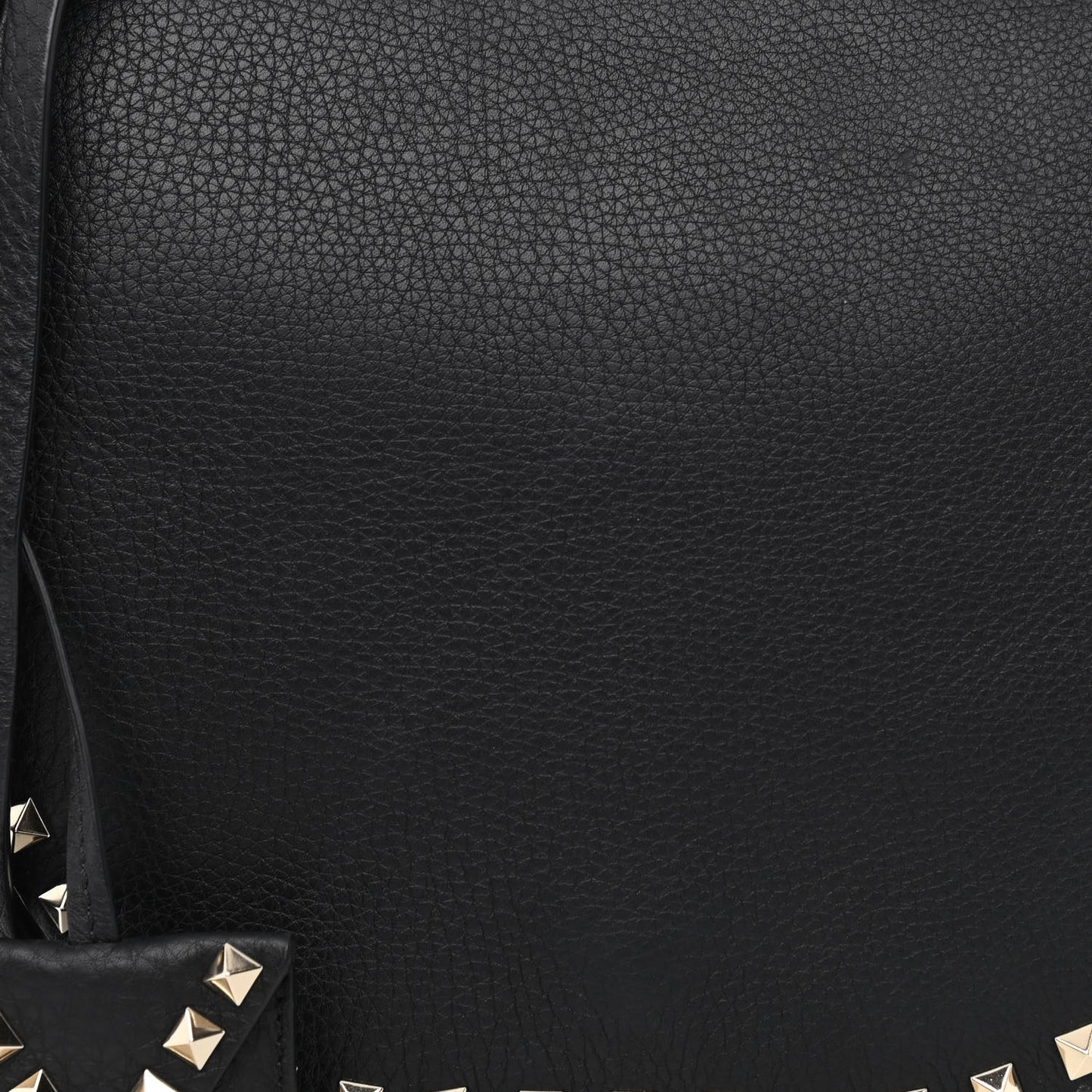 Grained Calfskin Rockstud Saddle Bag Black