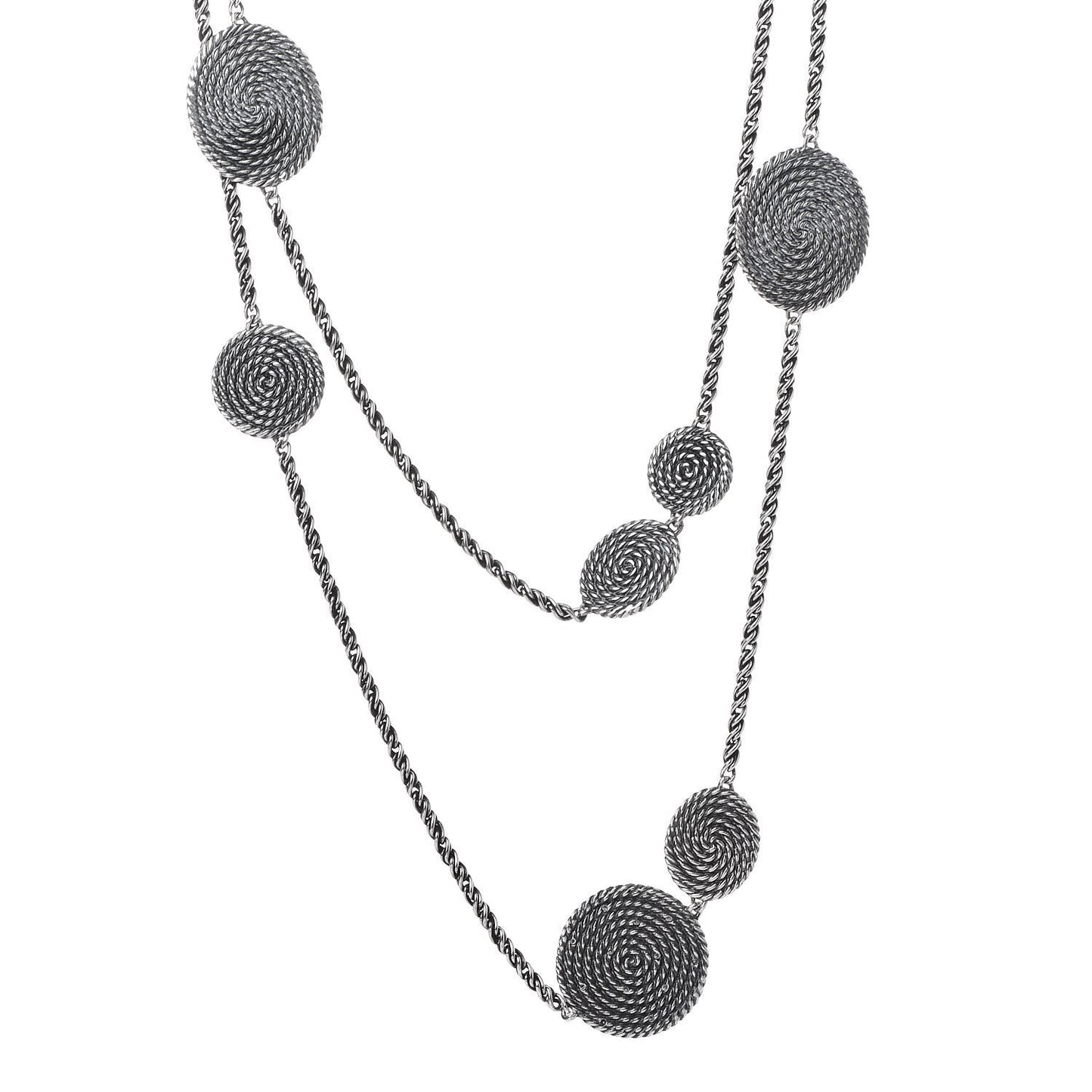 Sterling Silver Diamond Cable Coil Necklace