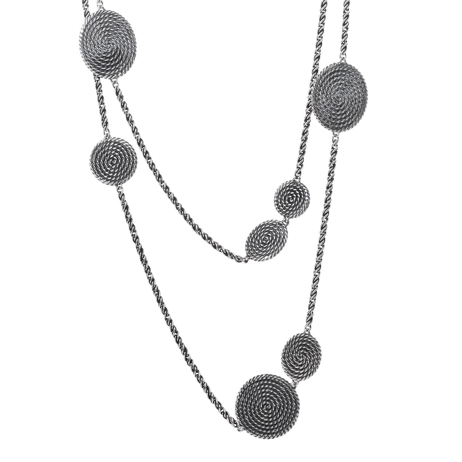 David Yurman Sterling Silver Diamond Cable Coil Necklace 1 of 4
