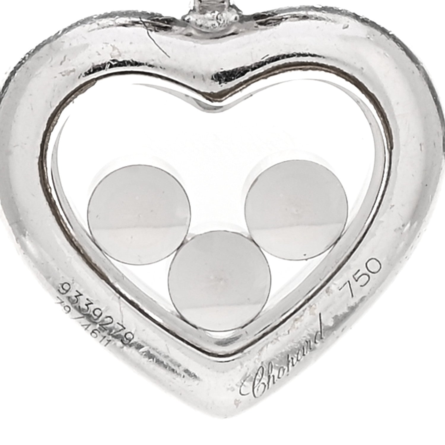 Chopard 18K White Gold 3 Happy Diamonds Icons Heart Pendant Necklace 4 of 4