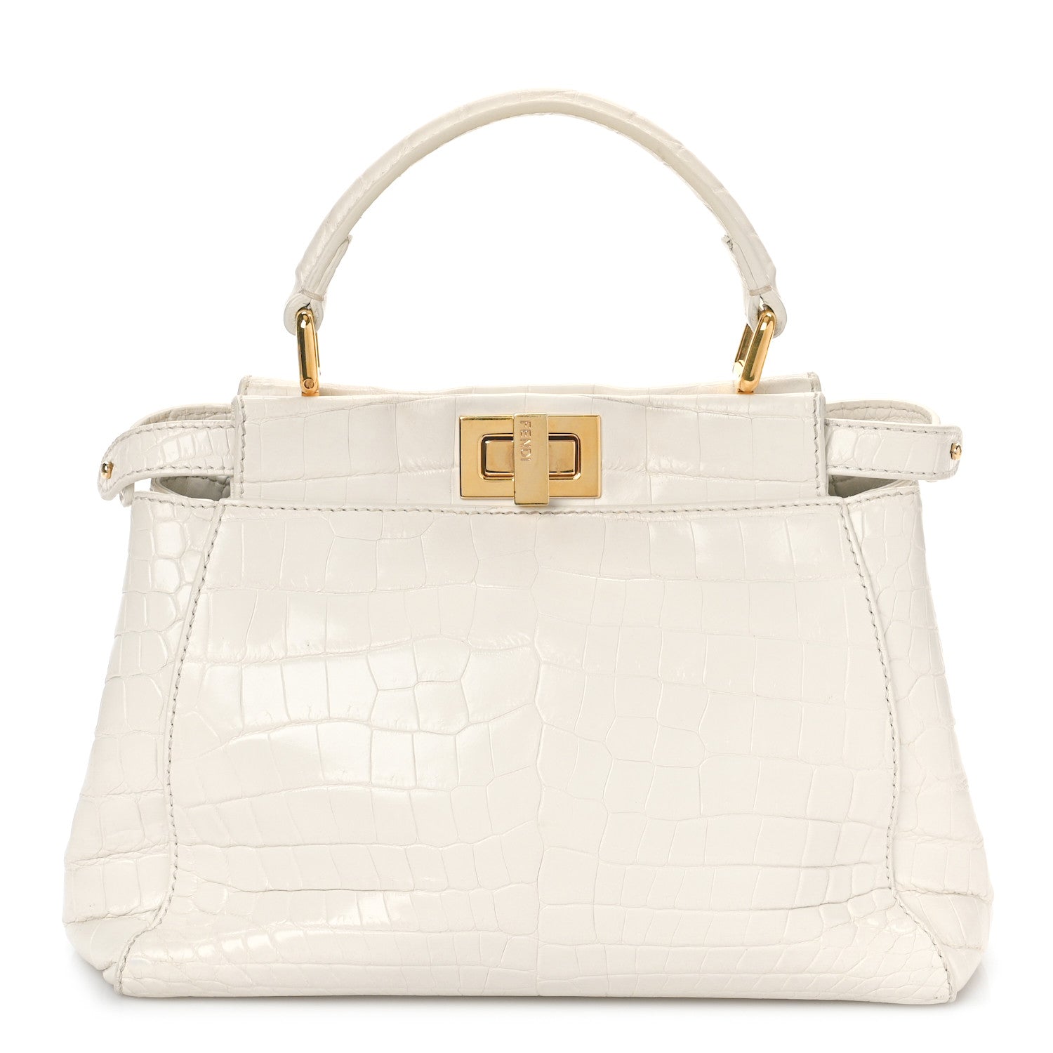 Fendi Shiny Crocodile Shiny Nappa Mini Peekaboo Iconic Satchel White 1 of 9