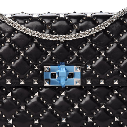Valentino Garavani Lambskin Beaded Medium Rockstud Spike Shoulder Bag Black 7 of 10