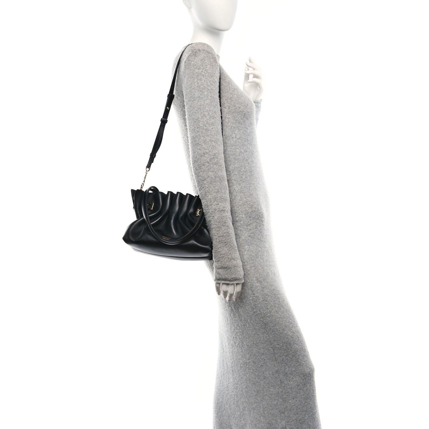 Lambskin Small Dumpling Soft Bag Black
