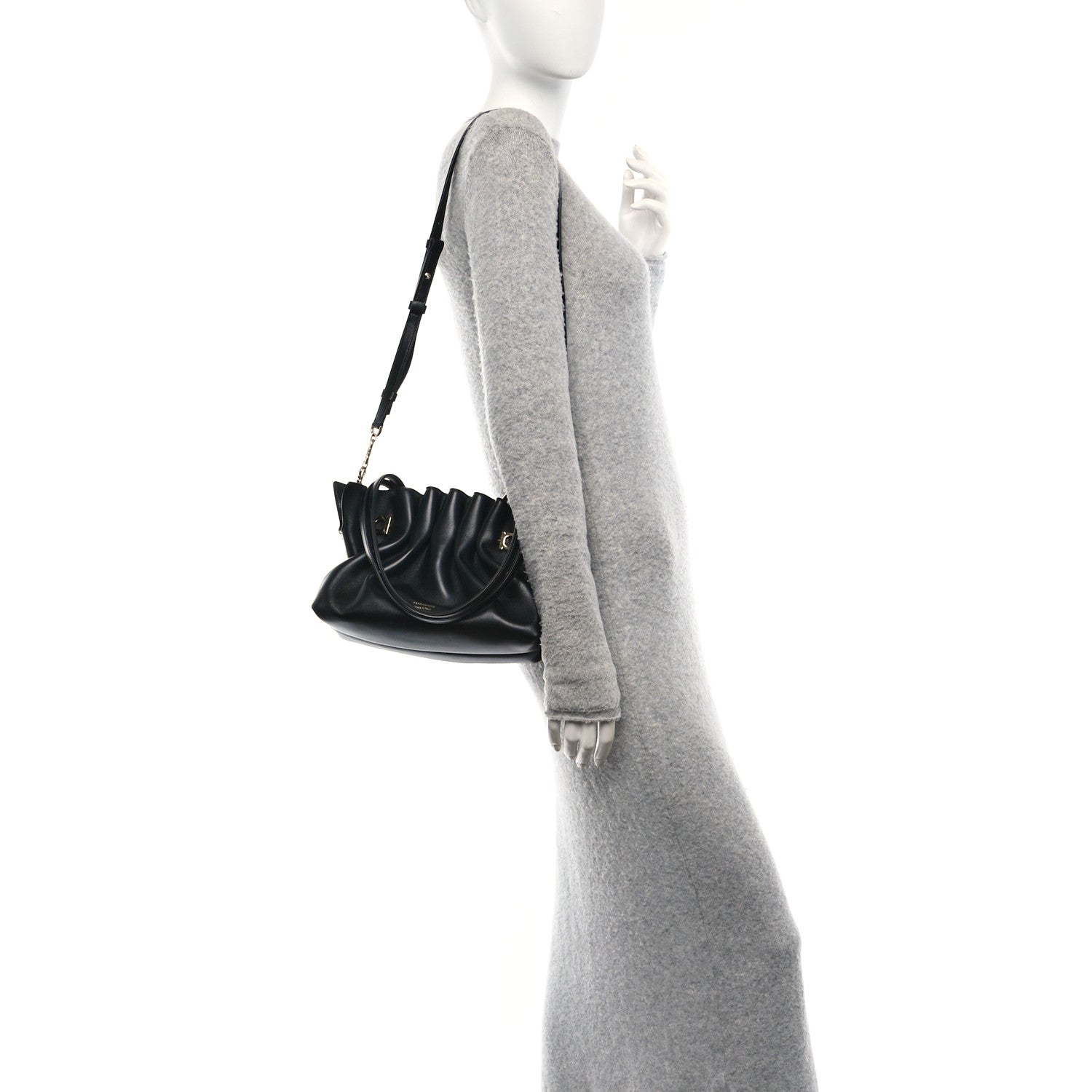 Salvatore Ferragamo Lambskin Small Dumpling Soft Bag Black 2 of 9
