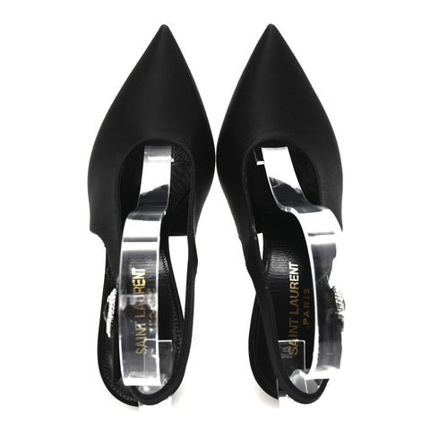 Silk Satin Yasmeen 115 Slingback Pumps 35 Black