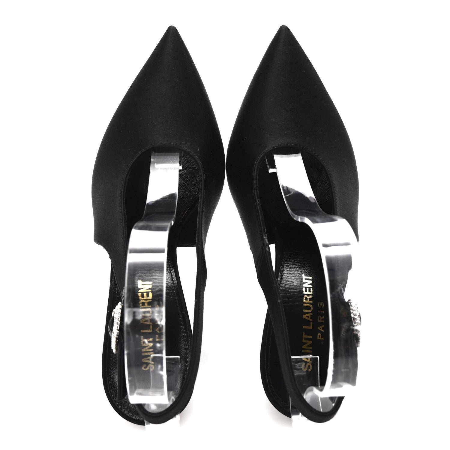 Saint Laurent Silk Satin Yasmeen 115 Slingback Pumps 35 Black 2 of 10