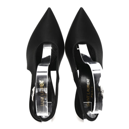 Saint Laurent Silk Satin Yasmeen 115 Slingback Pumps 35 Black 2 of 10