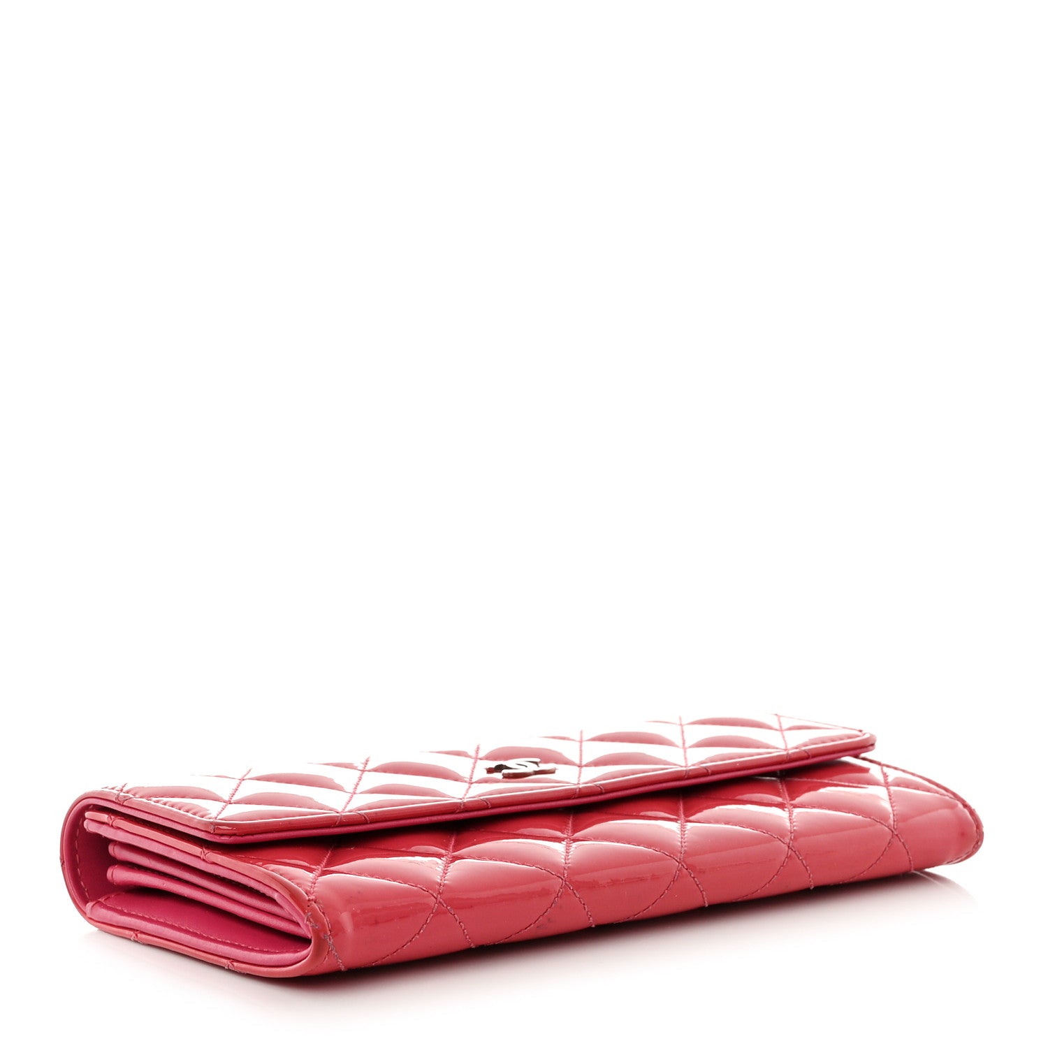 Chanel Patent Quilted Large Gusset Flap Wallet Pink 4 of 11