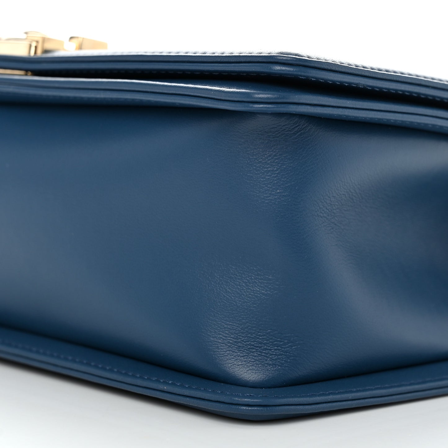 Calfskin Chevron Quilted Medium Boy Flap Blue