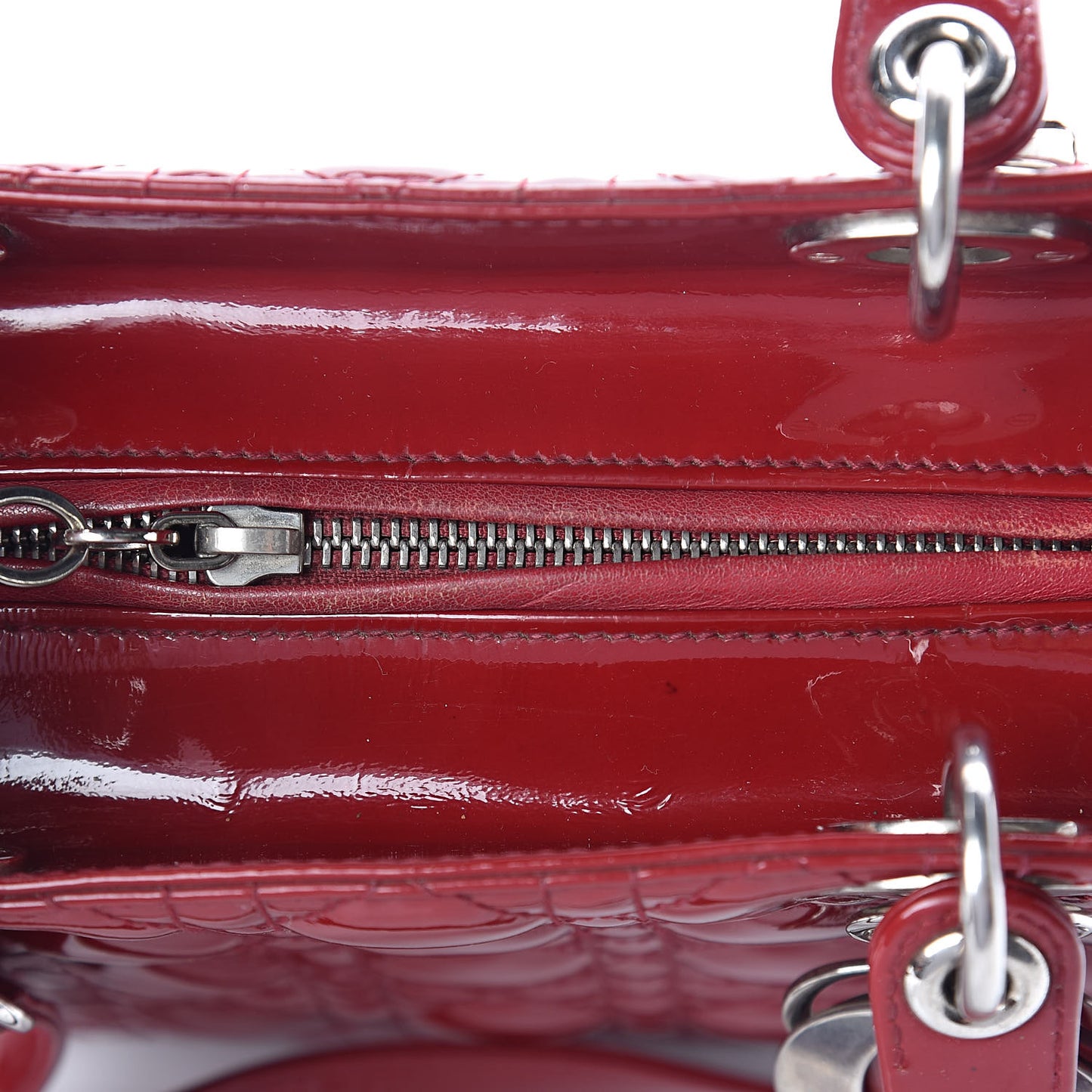 Patent Cannage Medium Lady Dior Red