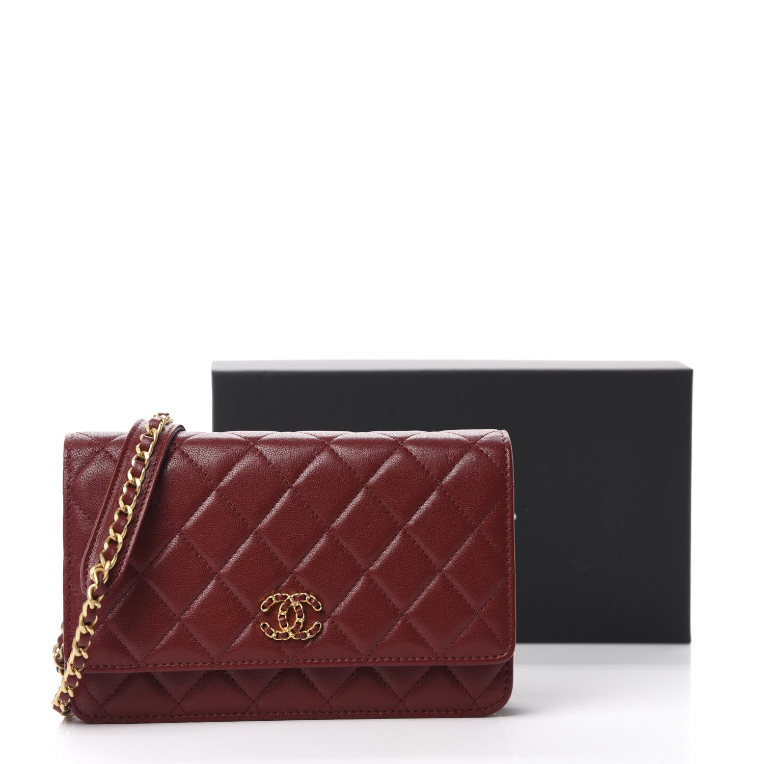 Chanel Lambskin Quilted Infinity Wallet On Chain WOC Burgundy 12 of 12