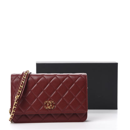 Chanel Lambskin Quilted Infinity Wallet On Chain WOC Burgundy 12 of 12
