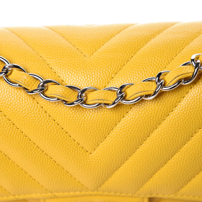 Chanel Caviar Chevron Quilted Mini Rectangular Flap Yellow 13 of 14