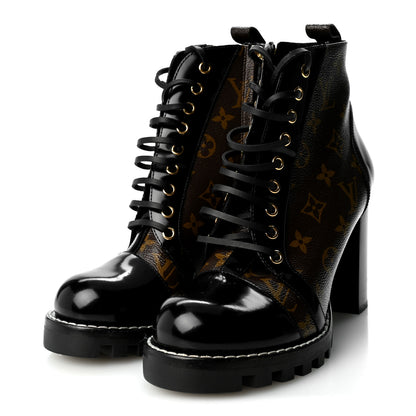 Louis Vuitton Patent Calfskin Monogram Star Trail Ankle Boots 41 Black 3 of 7