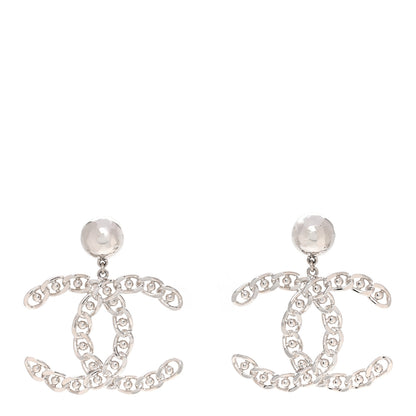 Chanel Chain Link CC Drop Earrings Silver 1 of 5