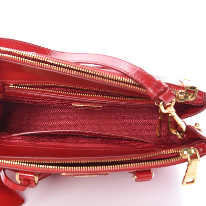 Prada Saffiano Vernice Small Galleria Double Zip Tote Rosso 6 of 17