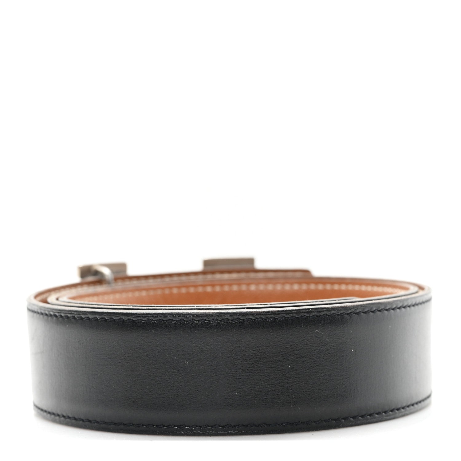 Hermes Box Courchevel 32mm H Belt 80 32 Black Gold 2 of 4