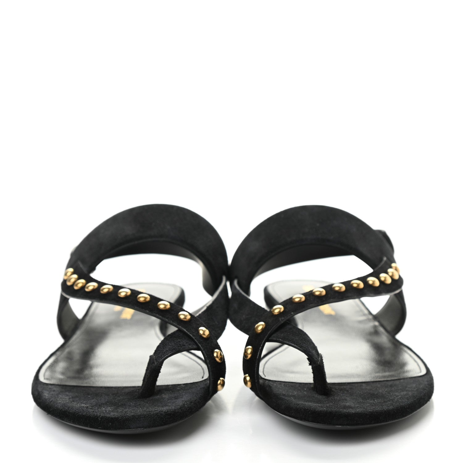 Saint Laurent Suede Studded Gia Sandals 38 Black 2 of 8