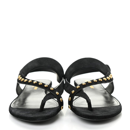 Saint Laurent Suede Studded Gia Sandals 38 Black 2 of 8