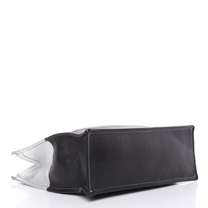 Chanel Metallic Goatskin Calfskin Bi-Color Large Boy Tote Black Silver 4 of 18