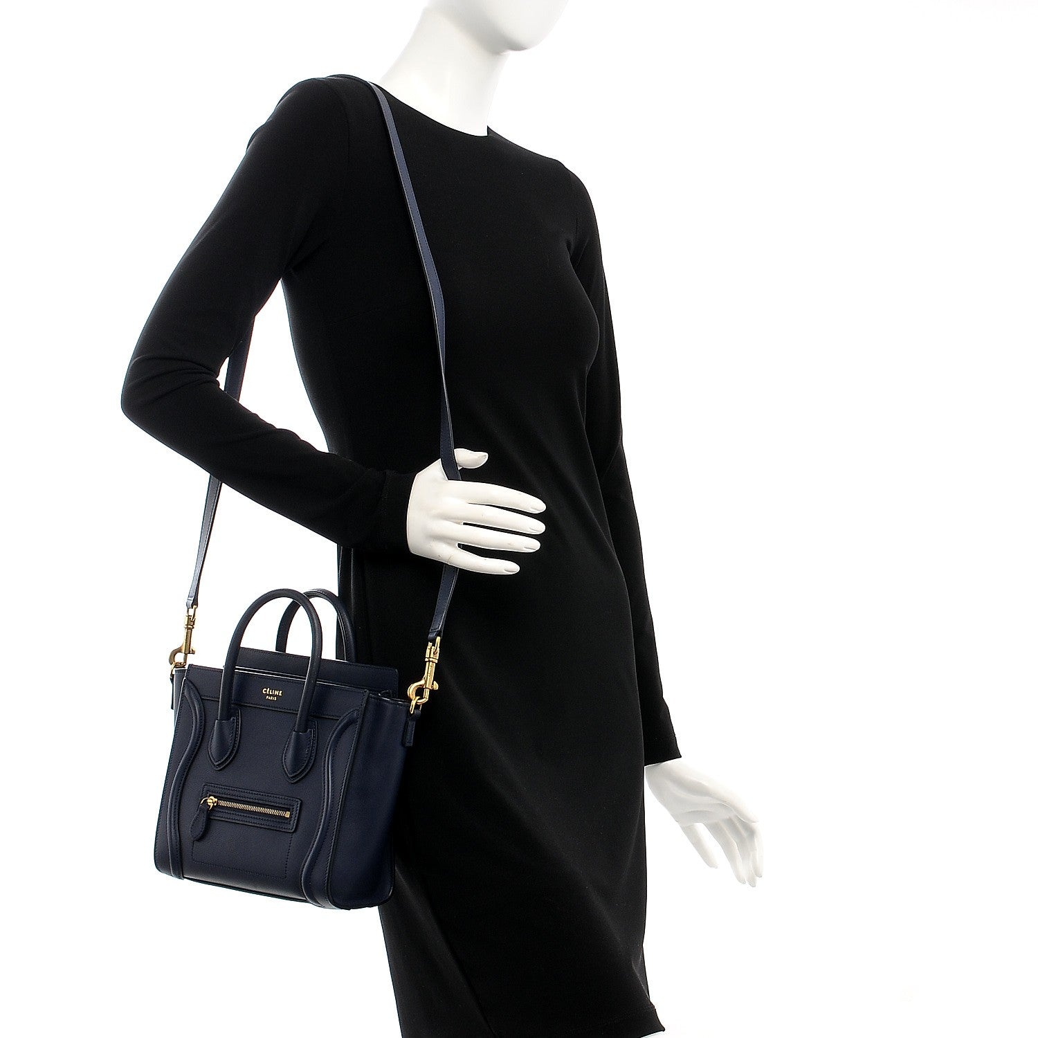 Celine Smooth Calfskin Nano Luggage Ink 2 of 9