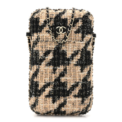 Chanel Tweed Chain Around Phone Holder Beige Black 1 of 10