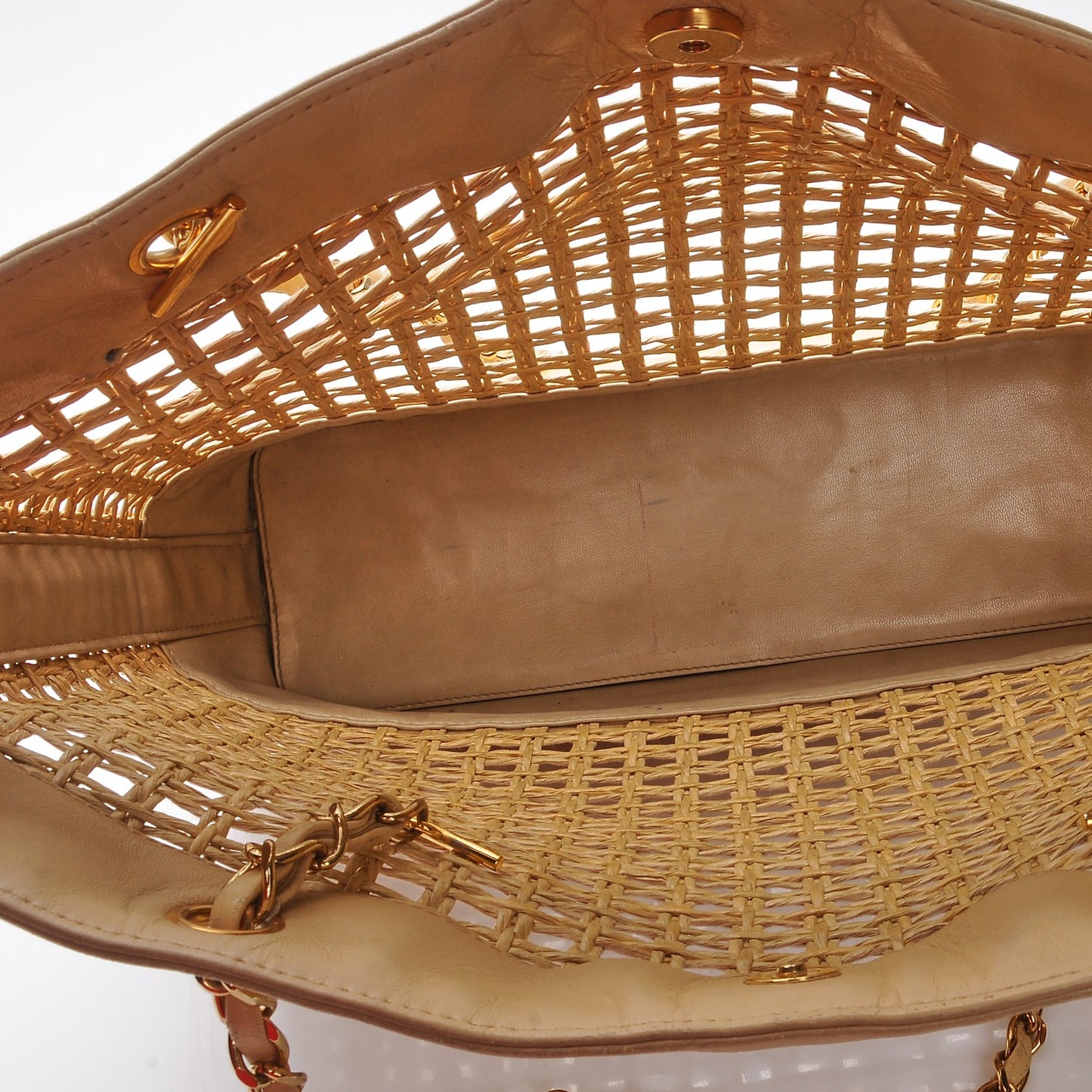 Lambskin Straw CC Tote Beige