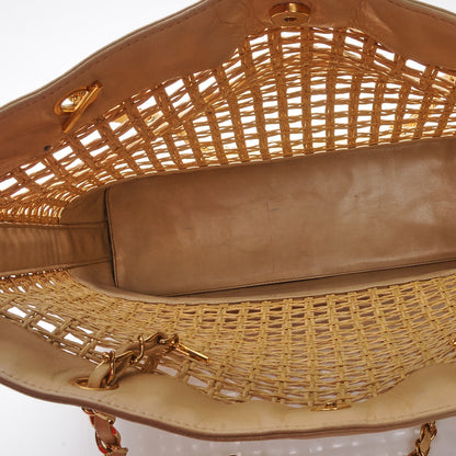 Chanel Lambskin Straw CC Tote Beige 5 of 6