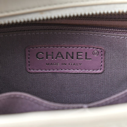Chanel Tweed PVC Patent Chevron Quilted Medium Gabrielle Hobo White 6 of 15