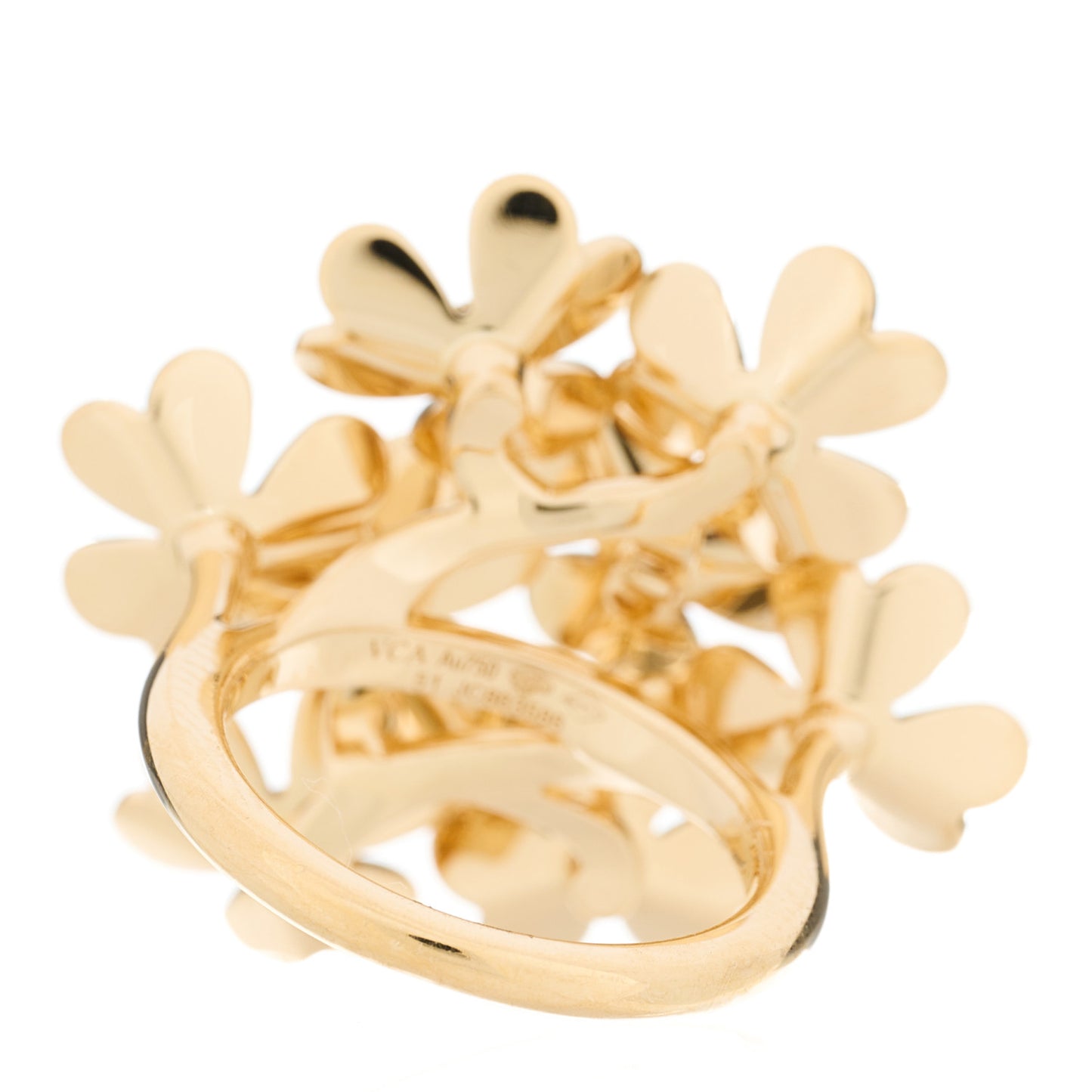 18K Yellow Gold Diamond Frivole 8 Flowers Ring 51 5.75