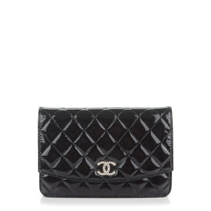 Chanel Patent Quilted Brilliant Wallet On Chain WOC Black 1 of 8