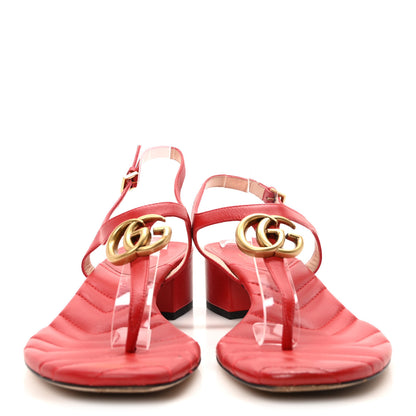 Gucci Nappa Matelasse Double G 35mm Thong Sandals 38 Maple Red 2 of 9