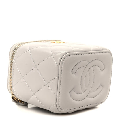 Chanel Lambskin Quilted Pearl Crush Mini Vanity Case With Chain Grey 3 of 10