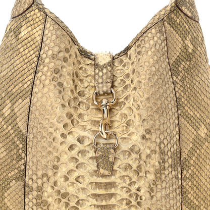 Gucci Snakeskin Large Jackie O Bouvier Hobo Gold Beige 8 of 10