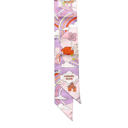 Hermes Silk Carres Volants Twilly Lilas Rose Pale Or 2 of 4