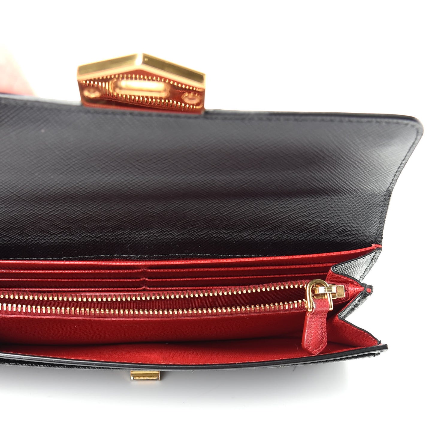 Saffiano Long Flap Wallet Black