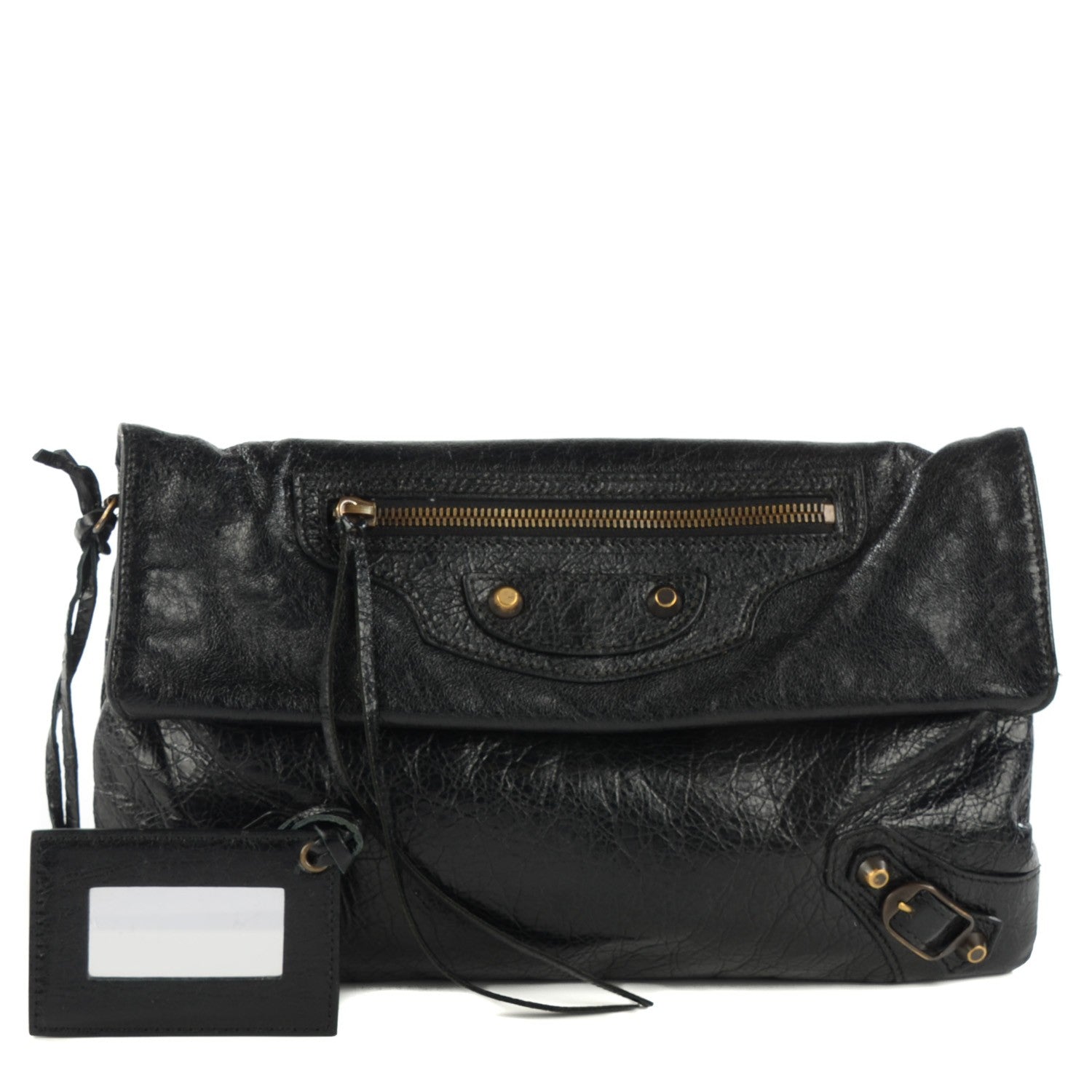 Balenciaga Agneau Classic Hardware Envelope Strap Clutch Black 1 of 11