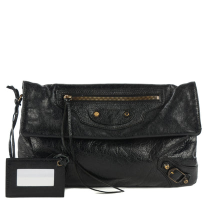 Balenciaga Agneau Classic Hardware Envelope Strap Clutch Black 1 of 11