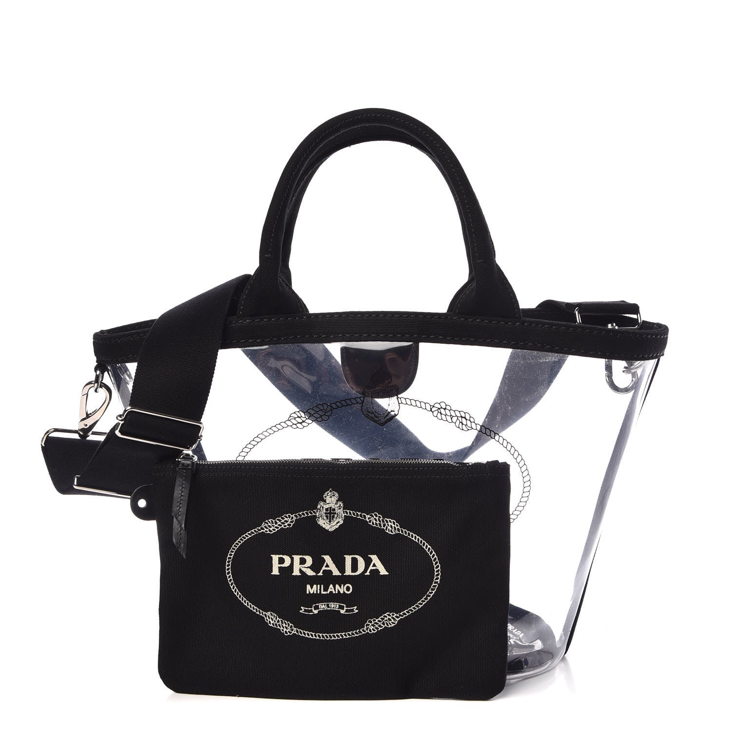 Prada Plexiglass Canapa Small Shopper Tote Black 1 of 11