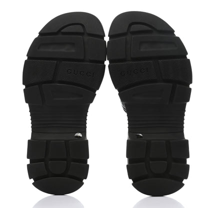 Gucci Nappa Grosgrain Logo Mens Velcro Chunky Slide Sandals 8 Black 5 of 7