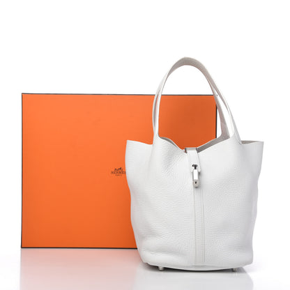 Hermes Taurillon Clemence Picotin 22 MM White 10 of 10