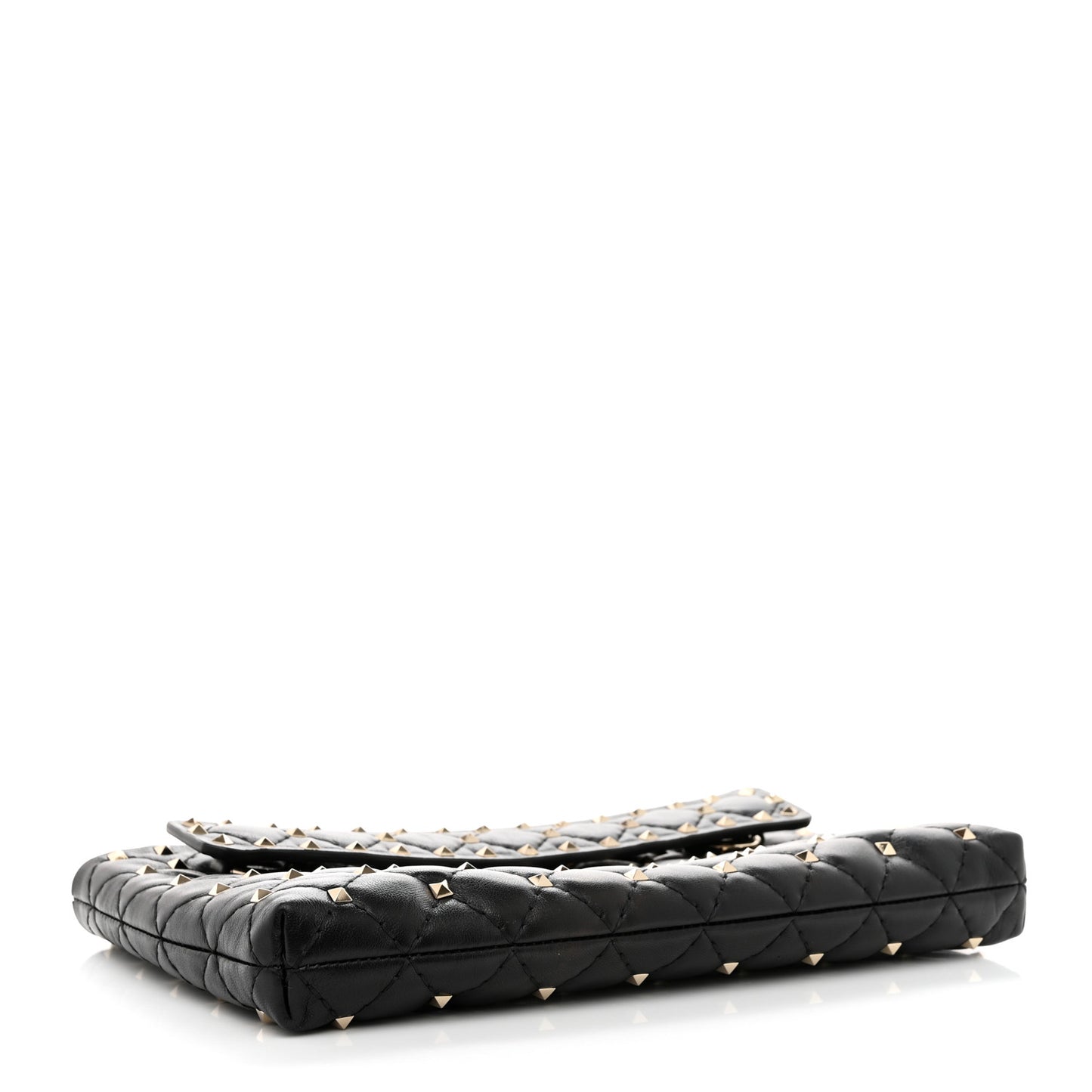 Nappa Rockstud Spike Side Slip Zip Clutch Black